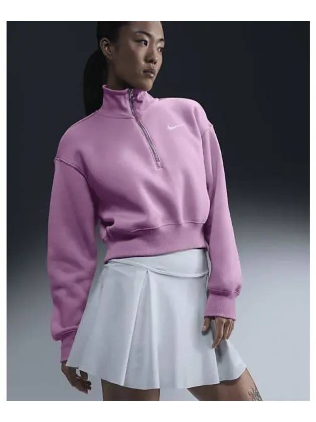 NSW Phoenix Fleece Half Zip Crop Sweatshirt Beyond Pink - NIKE - BALAAN 2