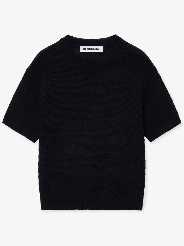 Soft crop round short sleeve knit_black - BLONDNINE - BALAAN 4