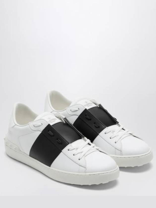 Calfskin Open Low Top Sneakers White Black - VALENTINO - BALAAN 3