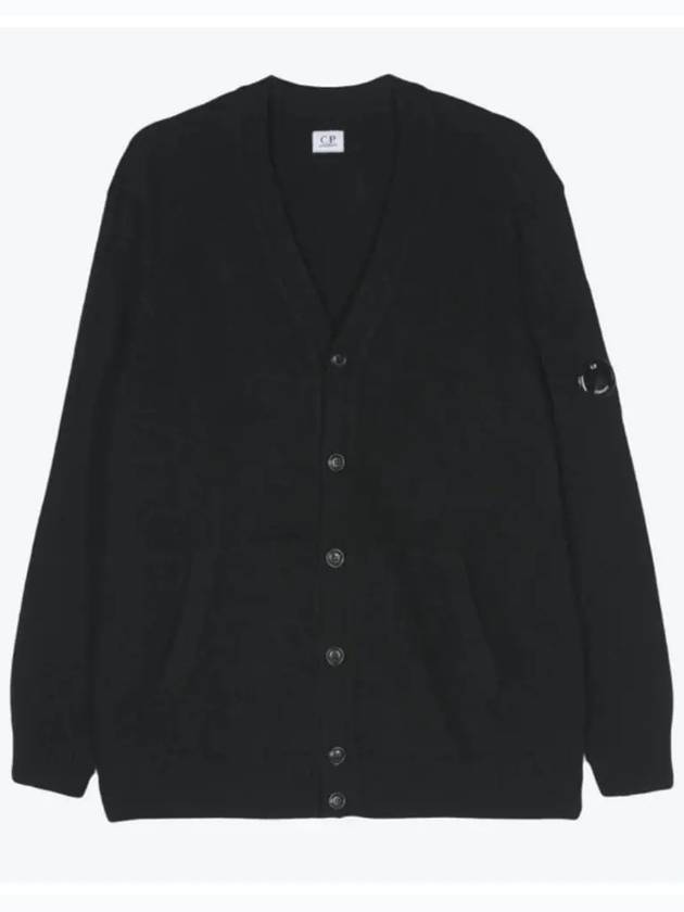 Lambswool GRS Buttoned Cardigan Black - CP COMPANY - BALAAN 3