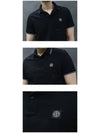 Stretch Cotton Pique Short Sleeve Polo Shirt Black - STONE ISLAND - BALAAN 6