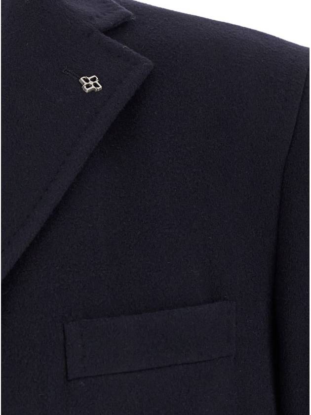 Blue Single-Breasted Coat With Logo Pin In Wool Blend Man - TAGLIATORE - BALAAN 3