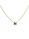 Mini Pop H Pendant Necklace Gold Malachite - HERMES - BALAAN 1