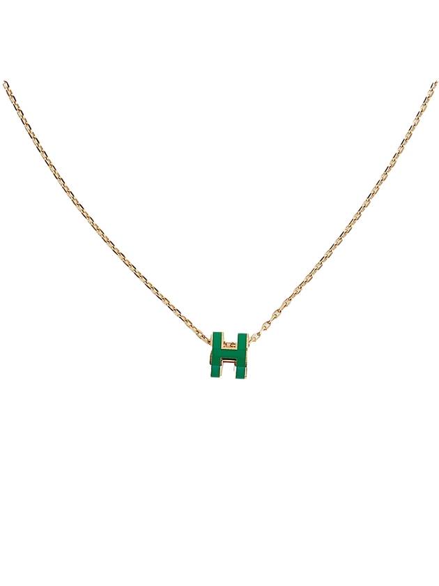 Mini Pop H Pendant Necklace Gold Malachite - HERMES - BALAAN 1