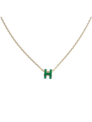 Mini Pop H Pendant Necklace Gold Malachite - HERMES - BALAAN 1