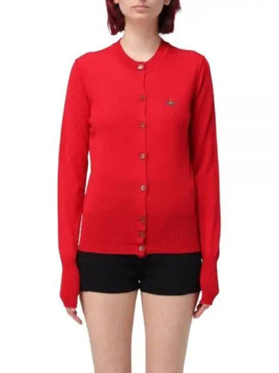 Bea Embroidered Logo Cardigan Red - VIVIENNE WESTWOOD - BALAAN 2