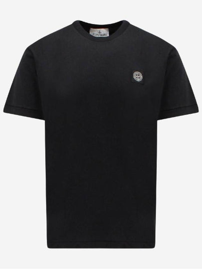 Logo Patch Short Sleeves T-Shirt Black - STONE ISLAND - BALAAN 2