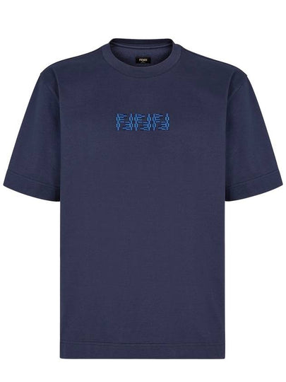 FF Labyrinth Short Sleeve T-Shirt Blue - FENDI - BALAAN 2