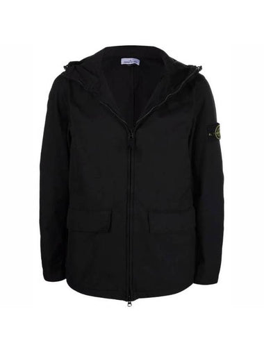 Batavia Garment Dyed Nylon Cotton Hooded Jacket Black - STONE ISLAND - BALAAN 1