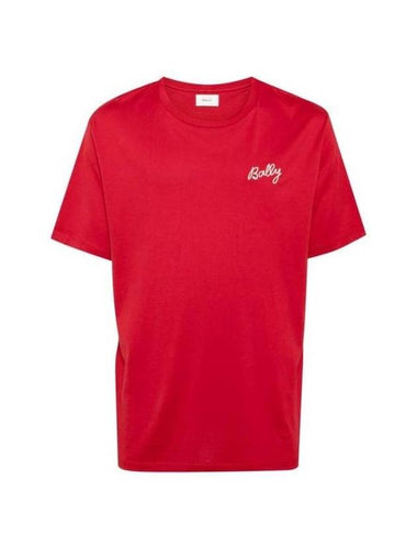 Embroidered Logo Short Sleeve T-Shirt Red - BALLY - BALAAN 1