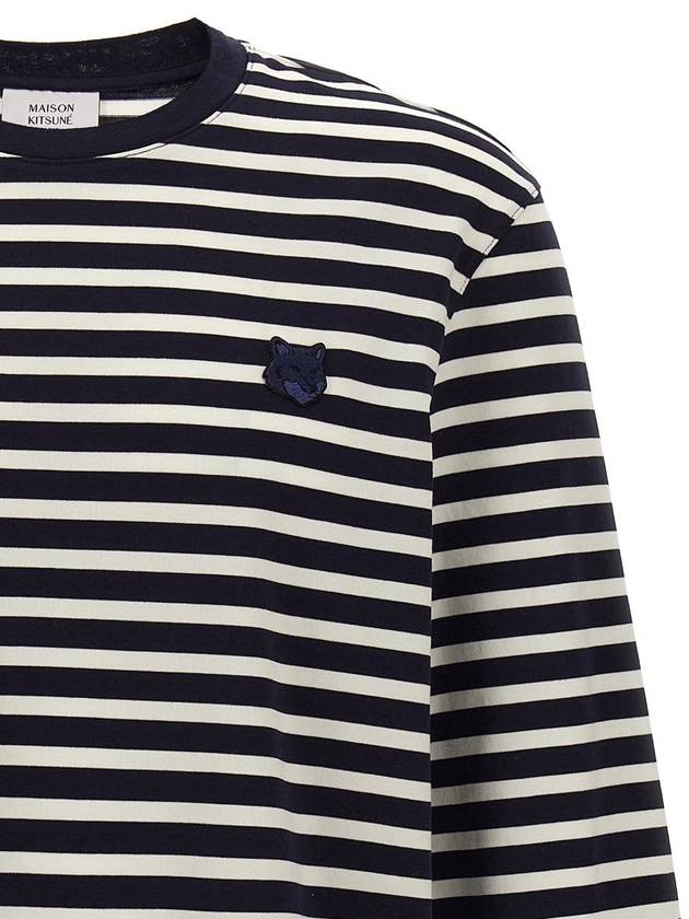 Fox Head Stripe Long Sleeve T-Shirt Navy - MAISON KITSUNE - BALAAN 4