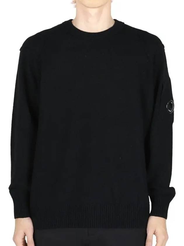 Lambswool GRS Crew Neck Knit Top Black - CP COMPANY - BALAAN 2