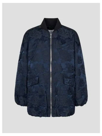 Botanical jacquard bomber spring fall jacket petite navy domestic product - GANNI - BALAAN 1