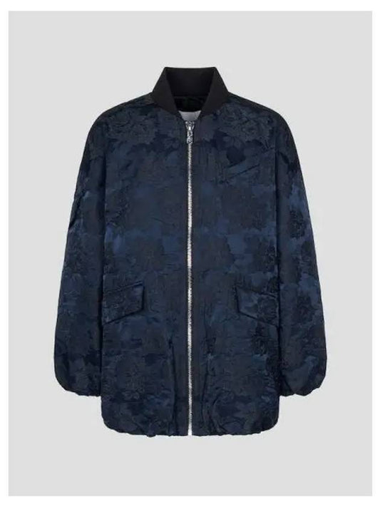 Botanical jacquard bomber spring fall jacket petite navy domestic product - GANNI - BALAAN 1