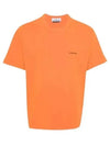 Embossed Logo Regular Fit Cotton Short Sleeve T-Shirt Orange - STONE ISLAND - BALAAN 2