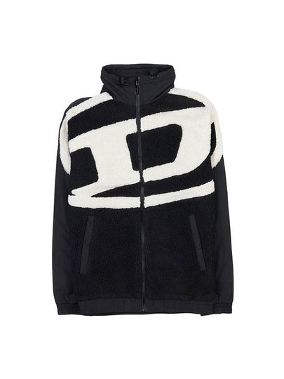 S Ovady Logo Teddy Fleece Track Jacket Black - DIESEL - BALAAN 2