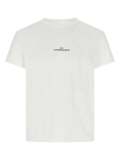 Reverse Embroidered Logo Stitched Cotton Short Sleeve T-Shirt White - MAISON MARGIELA - BALAAN 2