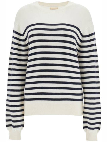 white and navy blue striped merino wool sweater - KATE - BALAAN 1