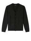 Joe Logo Embroidered Wool Cardigan Black - A.P.C. - BALAAN 2