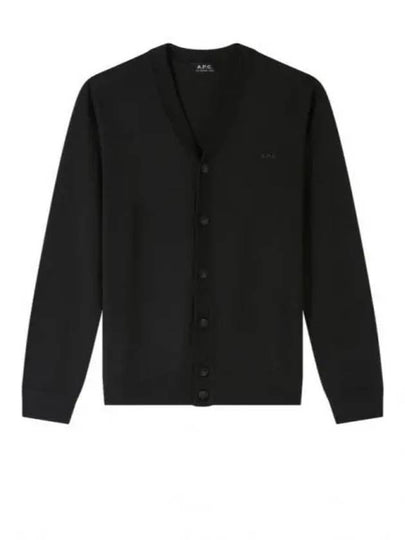 Joe Logo Embroidered Wool Cardigan Black - A.P.C. - BALAAN 2