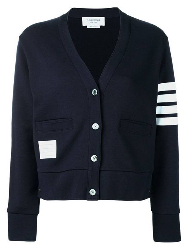 4-Bar Loopback Jersey Cardigan Navy - THOM BROWNE - BALAAN 1