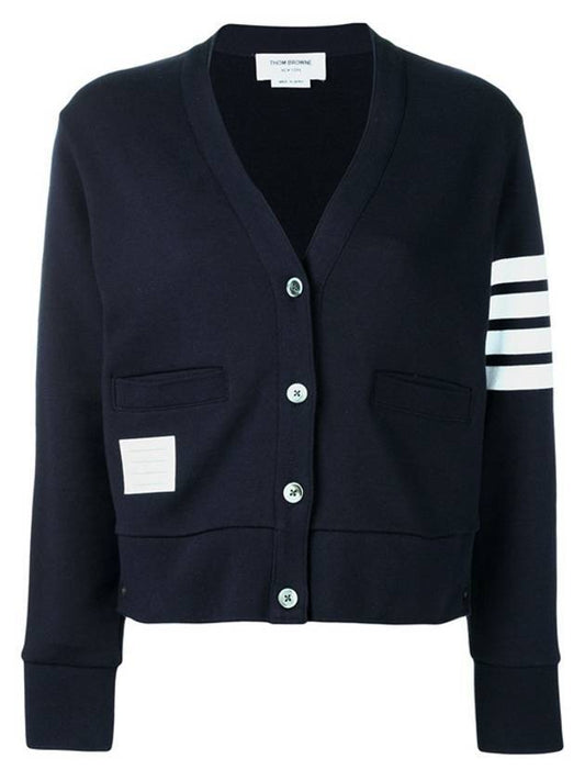 4-Bar Loopback Jersey Cardigan Navy - THOM BROWNE - BALAAN.