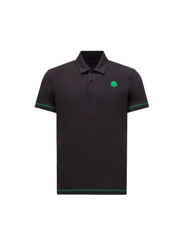 Men's Logo Patch Polo Shirt Black - MONCLER - BALAAN 1