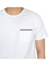 Men's Medium Weight Jersey Tipped Pocket Crewneck Short Sleeve T-Shirt White - THOM BROWNE - BALAAN 9