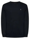 Embroidered Logo Crew Neck Knit Top Black - POLO RALPH LAUREN - BALAAN 2