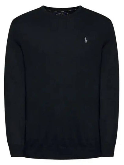 Embroidered Logo Crew Neck Knit Top Black - POLO RALPH LAUREN - BALAAN 2