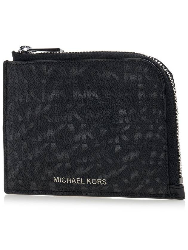 Hudson Logo 2-in-1 Canvas Card Wallet Black - MICHAEL KORS - BALAAN 4