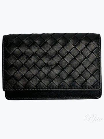 Intrecciato card wallet wallet 174646 black - BOTTEGA VENETA - BALAAN 1