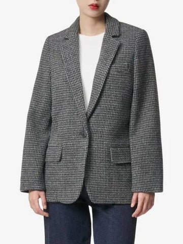 Charlene Check Wool Single Jacket Gray VE0086FAA3D17E02GY - ISABEL MARANT - BALAAN 1