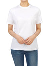 Embroidered Logo Cotton Short Sleeve T-Shirt White - TORY BURCH - BALAAN 6