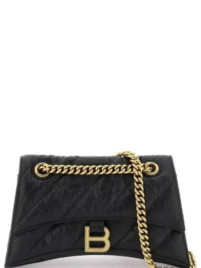 Women's Crush Logo Gold Chain Small Shoulder Bag Black - BALENCIAGA - BALAAN 2