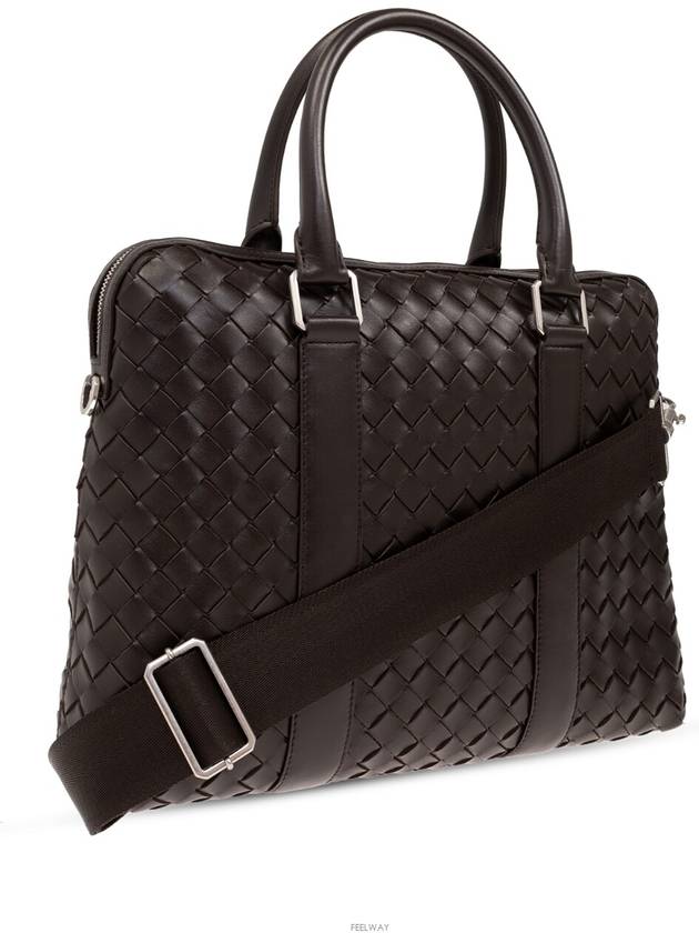 Intrecciato Leather Brief Case Brown - BOTTEGA VENETA - BALAAN 4