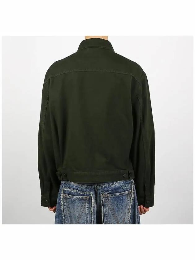 Men's Boxy Trucker Heavy Garment Dyed Denim Jacket Green - LEMAIRE - BALAAN 5