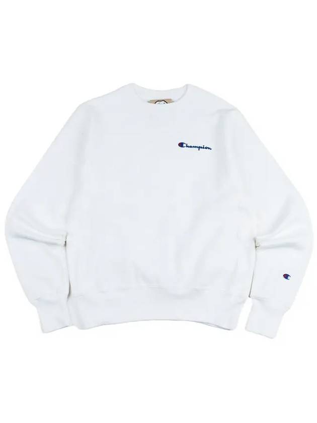 Reverse Weave Embroidered Script Men s Crew Neck White GF70 Y06819 WHC - CHAMPION - BALAAN 4