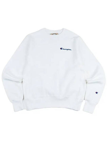 Reverse Weave Embroidered Script Men s Crew Neck White GF70 Y06819 WHC - CHAMPION - BALAAN 1