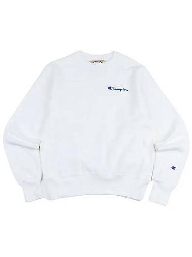 Reverse Weave Embroidered Script Men s Crew Neck White GF70 Y06819 WHC - CHAMPION - BALAAN 1