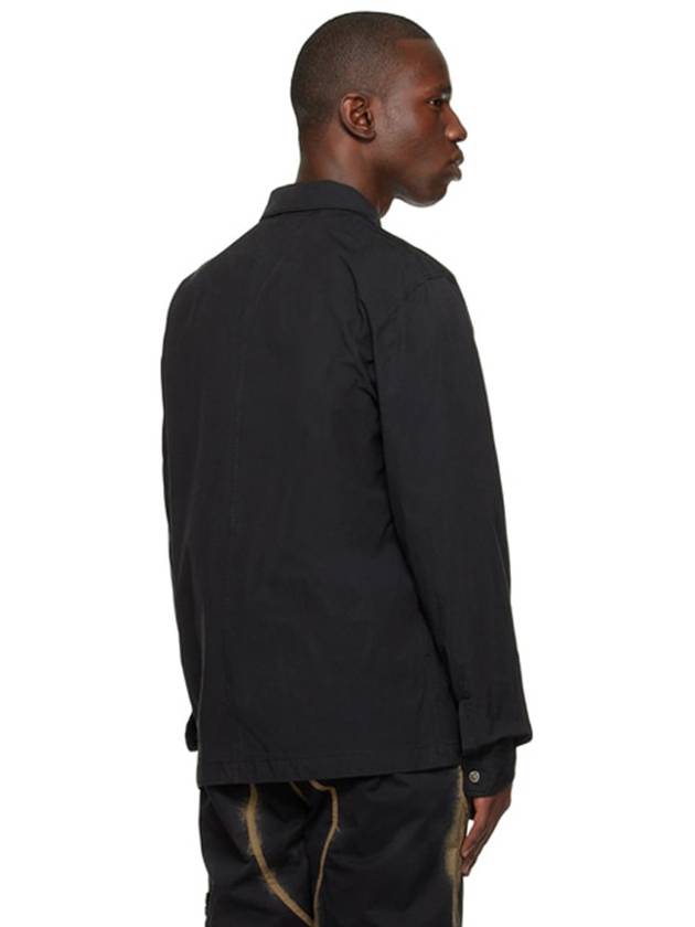 Cupro Cotton Twill Over Long Sleeve Overshirt Jacket Black - STONE ISLAND - BALAAN 5