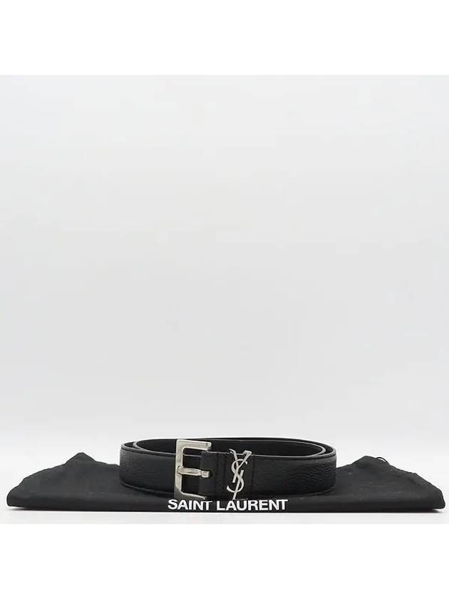 634440 Black leather monogram 3cm men s belt size 90 - SAINT LAURENT - BALAAN 1