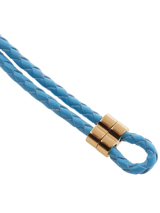 Medusa Braided Leather Bracelet Light Blue - VERSACE - BALAAN 7