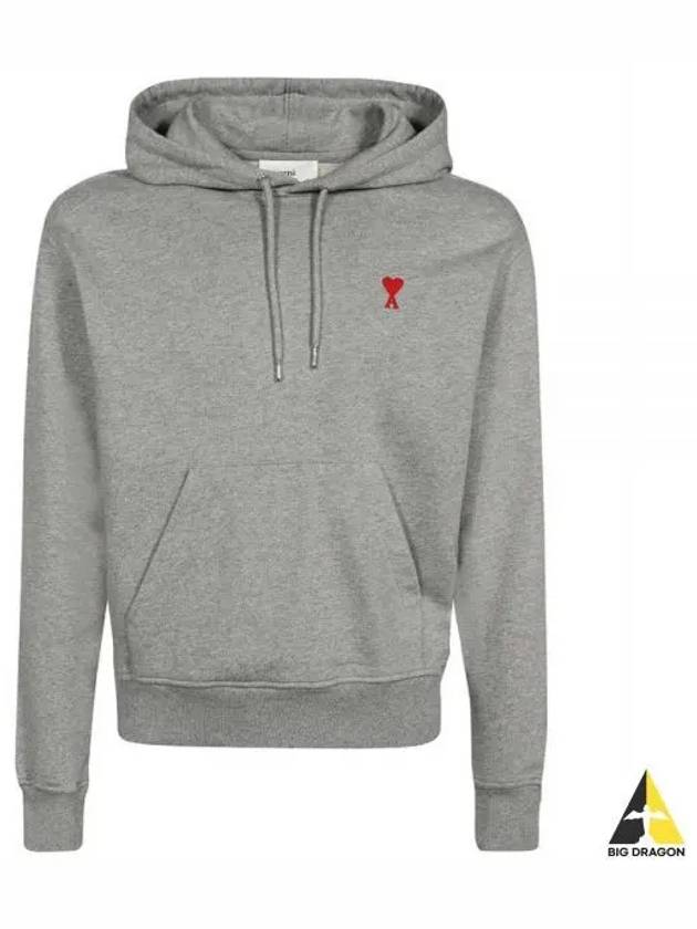 Heart Small Logo Hoodie Grey - AMI - BALAAN 2