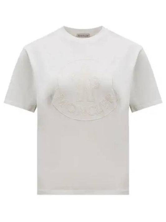 Embroidered Logo Crew Neck Short Sleeve T-Shirt Off White - MONCLER - BALAAN 1