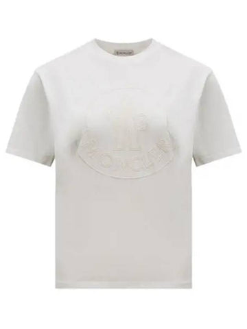 Embroidered Logo Crew Neck Short Sleeve T-Shirt Off White - MONCLER - BALAAN 1