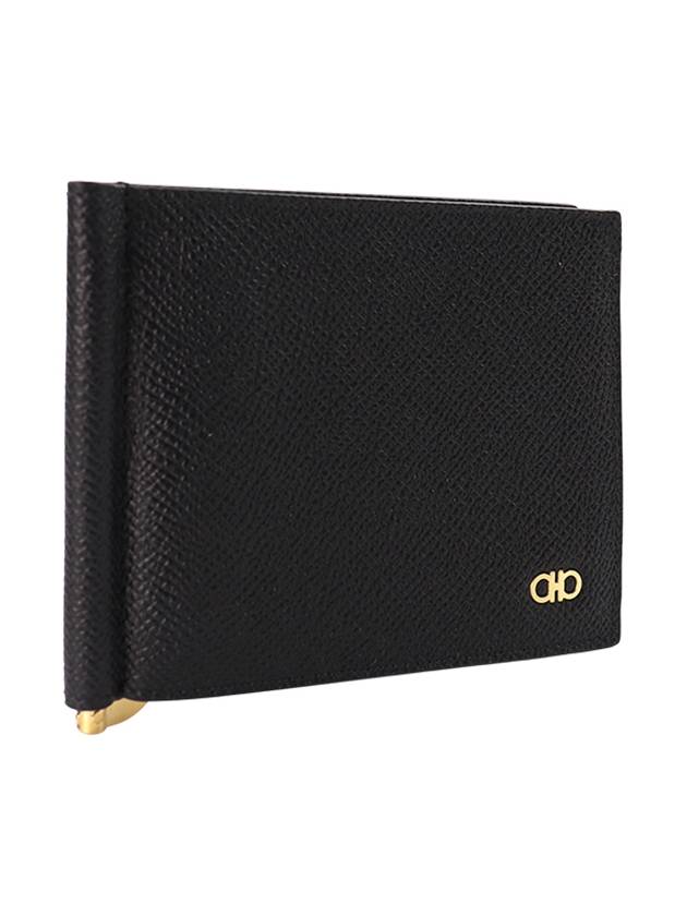 Gancini Money Clip Half  Wallet Black - SALVATORE FERRAGAMO - BALAAN 4