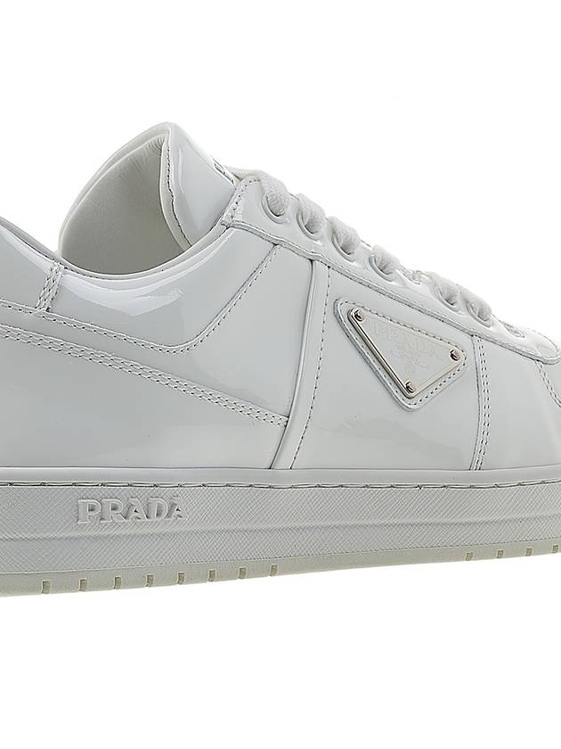 Men's Downtown Triangle Logo Leather Low Top Sneakers White - PRADA - BALAAN 11