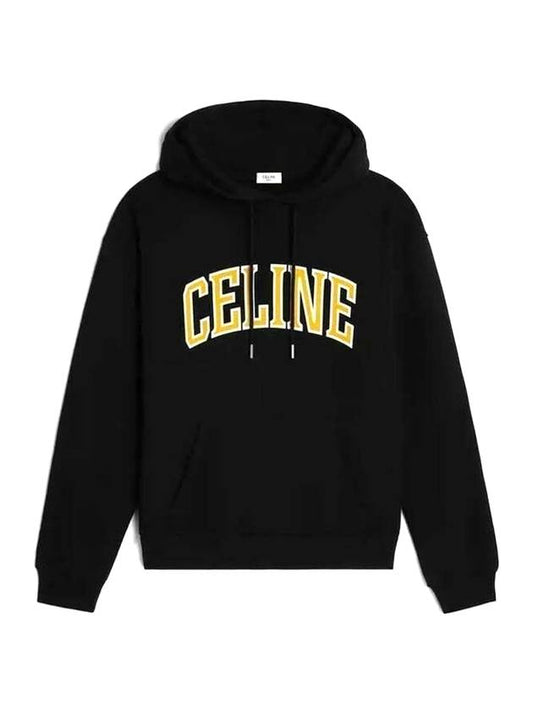 Loose Cotton Fleece Hoodie Black - CELINE - BALAAN 1