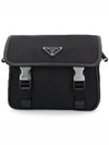 Triangle Logo Re-Nylon Saffiano Leather Cross Bag Black - PRADA - BALAAN 2